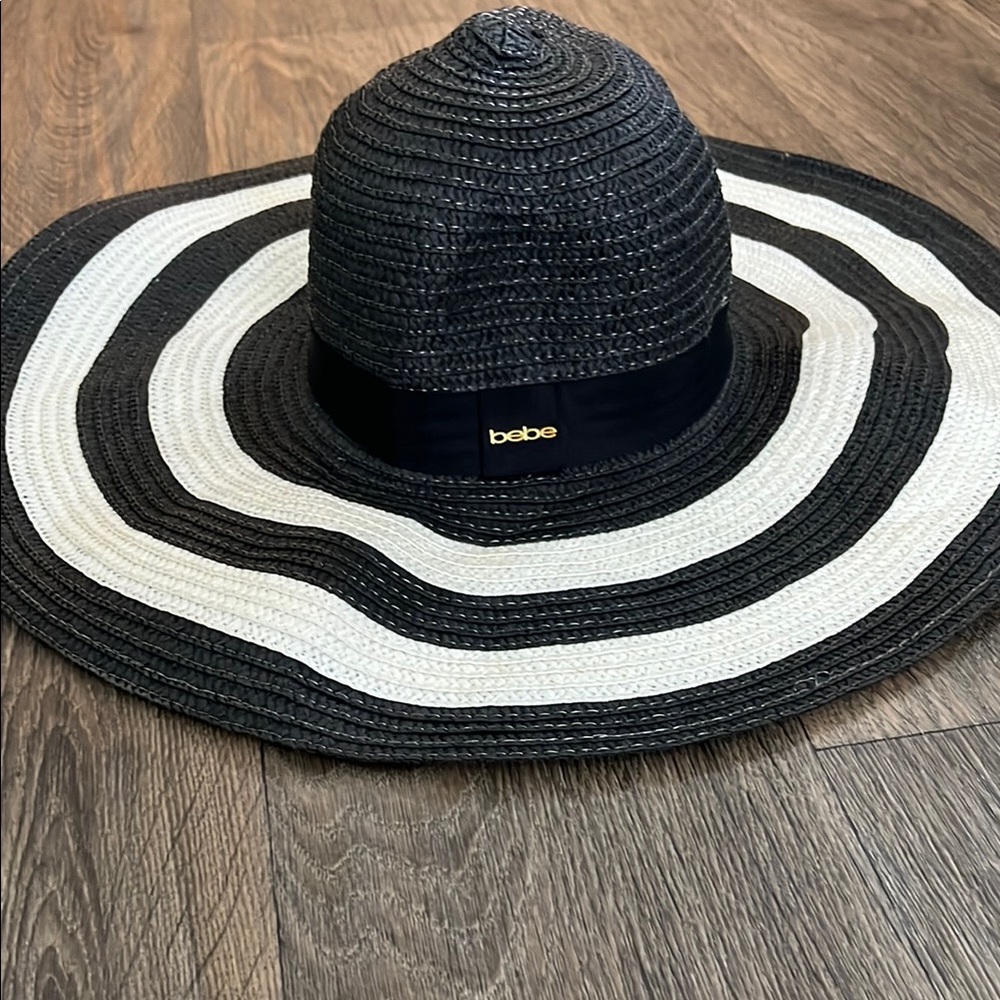 Bebe Striped Black and White Sun Hat